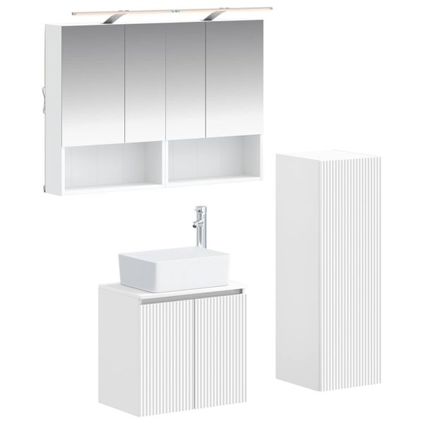 vidaXL Sada kúpeľňového nábytku 4 pcs Biela Kompozitné drevo a sklo