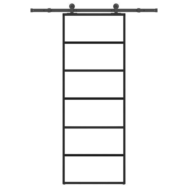 vidaXL Posuvné dvere s kovaním 76x205 cm ESG sklo a hliník