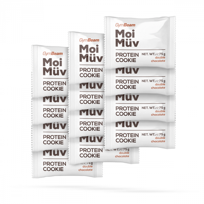 MoiMüv Protein Cookie - GymBeam, dvojitá čokoláda, 12 x 75 g