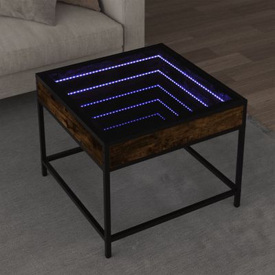 vidaXL Konferenčný stolík s nekonečnými LED dymový dub 50x50x41 cm