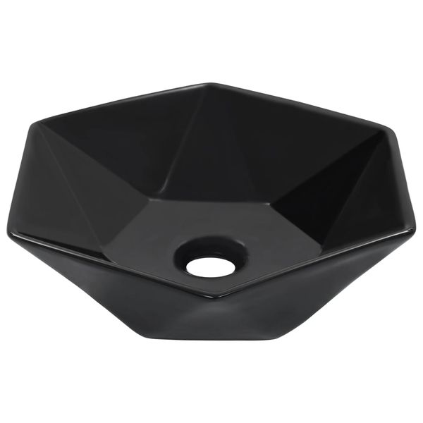 vidaXL Umývadlo biele 41x36,5x12 cm keramické čierne