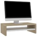 vidaXL Stojan na monitor biely a farby dubu sonoma 42x24x13 cm drevotrieska