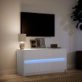 vidaXL TV stolík s LED biely 100x34x50 cm kompozitné drevo