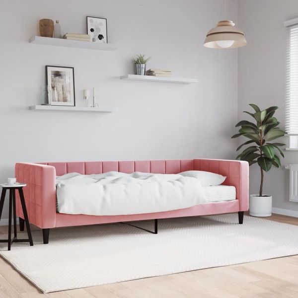 vidaXL Denná posteľ s matracom ružová 80x200 cm zamat