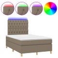 vidaXL Posteľ boxsping s matracom a LED sivohnedá 120x200 cm látka