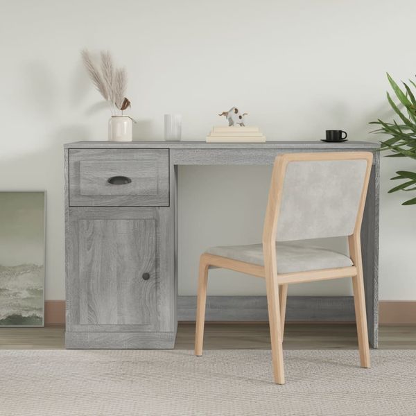 vidaXL Stolík so zásuvkami sivý sonoma 115x50x75 cm kompozitné drevo