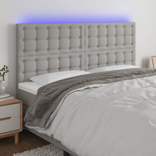 vidaXL Čelo postele s LED bledosivé 200x5x118/128 cm látka