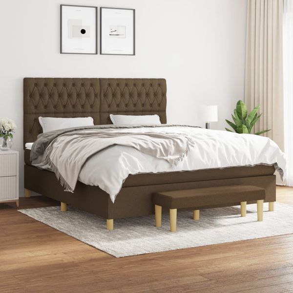 vidaXL Boxspring posteľ s matracom tmavohnedá 180x200 cm látka
