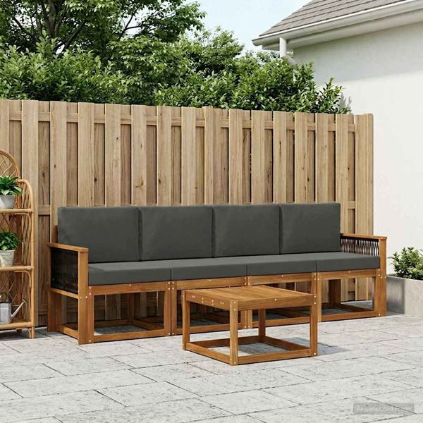 vidaXL Záhradná súprava gaučov s vankúšom 4 pcs Prírodná a antracitová
