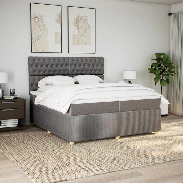 vidaXL Boxspring posteľ s matracom sivohnedý 200x200 cm látka