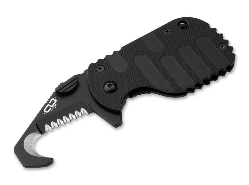 Böker Plus 01BO527 Rescom 2.0 malý záchranársky nôž 5,3 cm, celočierna, Zytel, spona