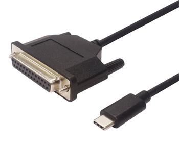 PremiumCord Prevodník USB3.1 na paralelný port Canon 25 pin, dĺžka 1,5m Redukcia, z USB 3.1 typ C na paralelný port Canon 25-pin, 1,5m, čierna