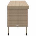 vidaXL záhradný úložný box s kolieskami Béžová 160x55x75 cm Poly ratan