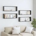 vidaXL Nástenné police 4ks, lesklé sivé 80x15x26,5cm, kompozitné drevo