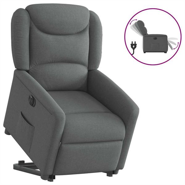 vidaXL Elektrické zdvíhacie sklápacie kreslo tmavosivé látka