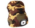 Čiapka s čelovkou 180 lm, nabíjacia, USB, univerzálna veľkosť, bavlna/PE, maskáčová SIXTOL