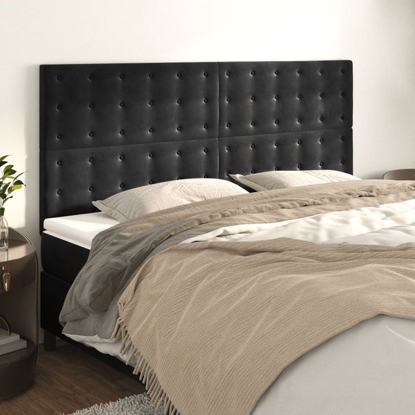 vidaXL Čelo postele čierne 200x5x118/128 cm zamatové