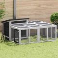 vidaXL Králikáreň sivá 144x123x67,5 cm masívna borovica