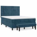 vidaXL Posteľný rám boxsping s matracom tmavomodrý 140x190 cm zamat
