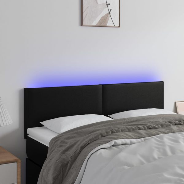 vidaXL Čelo postele s LED čierne 144x5x78/88 cm umelá koža