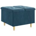 vidaXL Ottoman s Úložným Priestorom Modrá 60 x 60 x 45 cm Zamat
