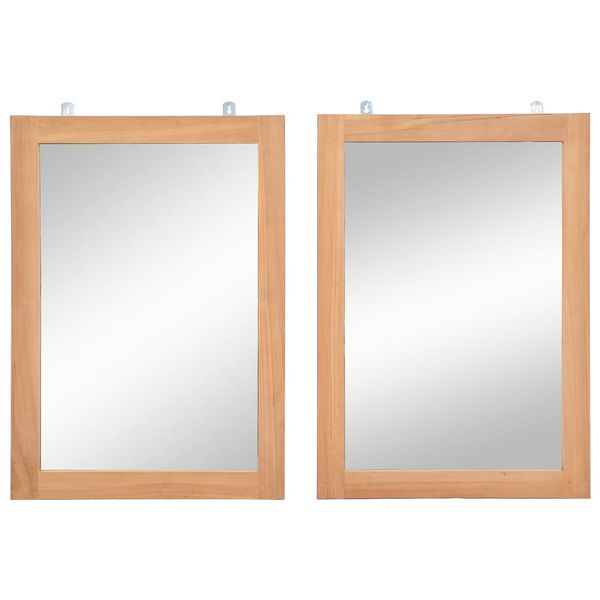 vidaXL Nástenné zrkadlá z masívneho teakového dreva 2ks 50x70 cm