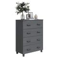 vidaXL Komoda HAMAR, tmavosivá 79x40x103,5 cm, borovicový masív