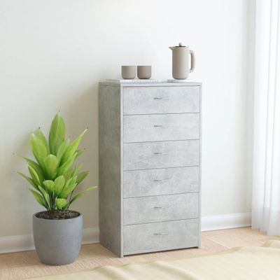 vidaXL Komoda so 6 zásuvkami, betónová 50x34x96 cm, kompozitné drevo