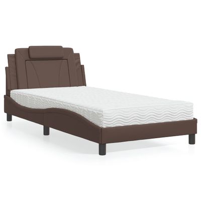 vidaXL Posteľ Viana s matracom hnedá 100x200 cm umelá koža
