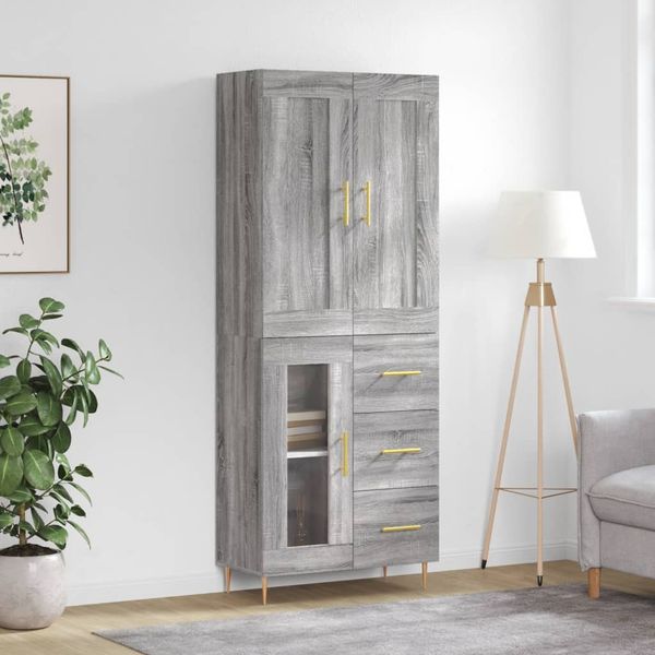 vidaXL Vysoká skrinka sivý dub sonoma 69,5x34x180 cm spracované drevo