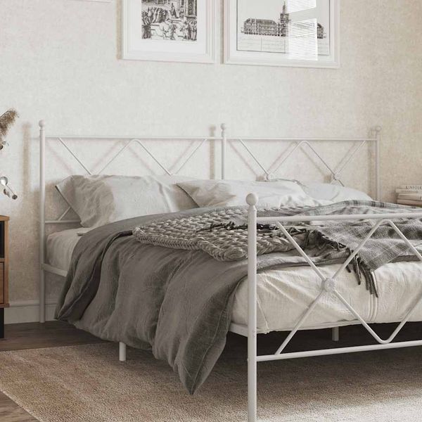 vidaXL Kovové náhradné čelo postele, biele 180 cm