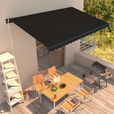 vidaXL Ručne zaťahovacia markíza antracitová 450x300 cm