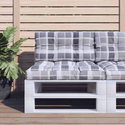 vidaXL Podložka na paletový nábytok, sivé kocky 80x40x12 cm, látka