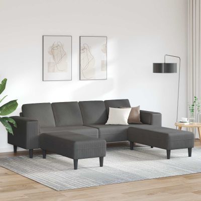 vidaXL Pohovka Tmavo šedá 250 x 188 x 76 cm Kordúrová tkanina
