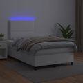 vidaXL Boxspring posteľ s matracom a LED biela 120x200 cm umelá koža