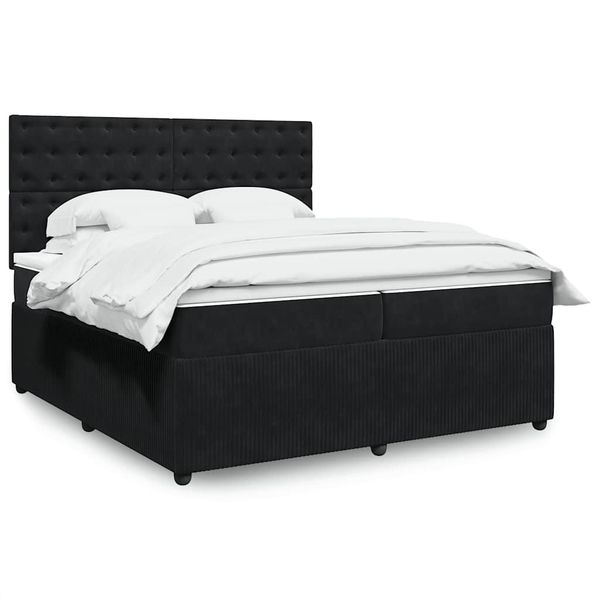vidaXL Posteľný rám boxspring s matracom čierny 200x200 cm zamat