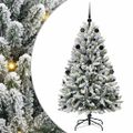 vidaXL Umelý Sklápací Vianočný Stromček 150 LED Zelená a biela 150 cm