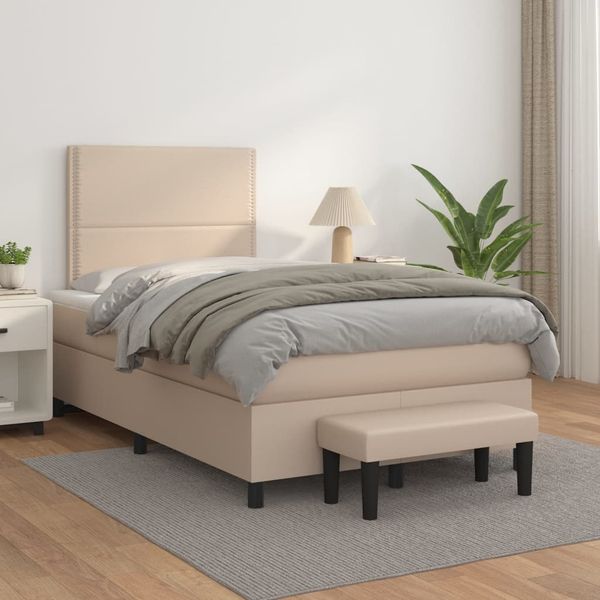 vidaXL Boxspring posteľ s matracom kapučínová 120x200 cm umelá koža
