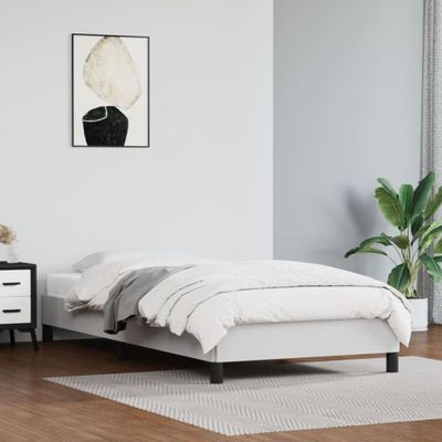 vidaXL Posteľný rám biely 90x200 cm melá koža