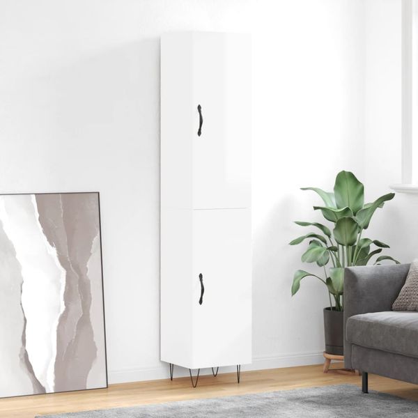 vidaXL Vysoká skrinka biela 34,5x34x180 cm spracované drevo