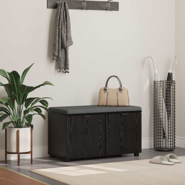 vidaXL Predsieňová lavica s vankúšom Čierny Dub 80 x 38 x 46 cm