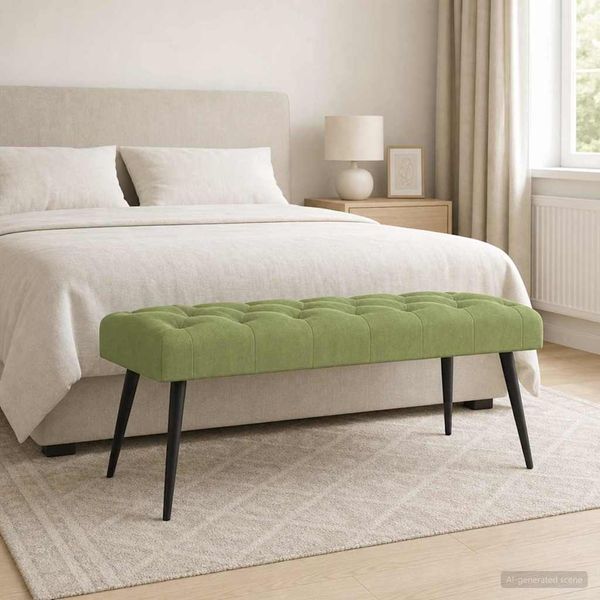 vidaXL Lavica s gombíkovým prešívaním Svetlo zelená 110 x 40 x 46 cm