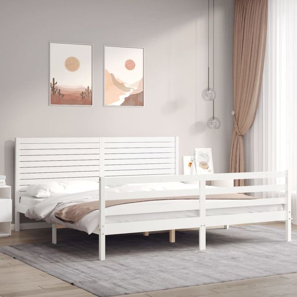 vidaXL Posteľný rám s čelom biely 200x200 cm masívne drevo