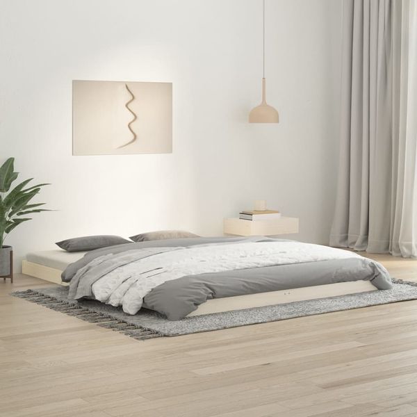 vidaXL Rám postele biely 150x200 cm King Size masívna borovica