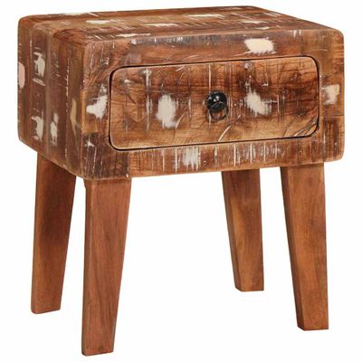 vidaXL Koncový stôl Hnedá 40 x 32 x 46 cm Masívne obnovené drevo