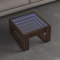 vidaXL Konferenčný stolík s nekonečnými LED hnedý dub 50x53x30 cm