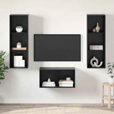 vidaXL Zostava TV skriniek Nástenný Čierny dub 37 x 37 x 107 cm