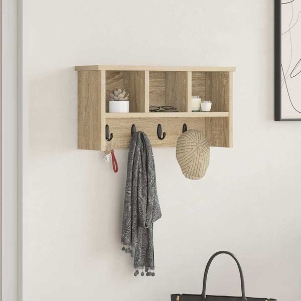 vidaXL Vešiak na stenu Sonoma dub 50 x 16 x 26 cm Kompozitné drevo