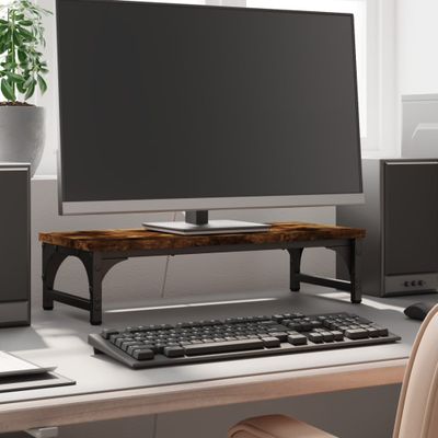 vidaXL Stojan na monitor dymový dub 55x23x14 cm kompozitné drevo