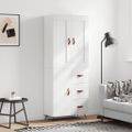 vidaXL Vysoká skrinka lesklá biela 69,5x34x180 cm spracované drevo